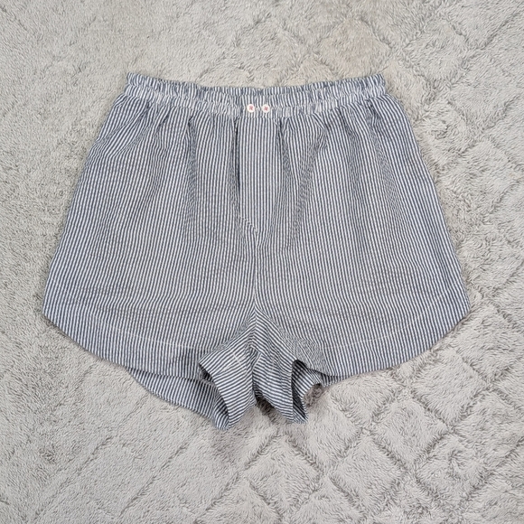Free People Shorts Womens S Blue Stripe Cloud Nine Boxers Searsucker Lounge - Picture 1 of 8